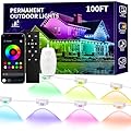 KSIPZE 100ft Permanent Outdoor Lights Waterproof IP67, Smart RGB+IC Eaves LED Lights with App & Button Control, 200+ Dynamic Scene Modes for House Roof, Garden, Christmas, Party Decor