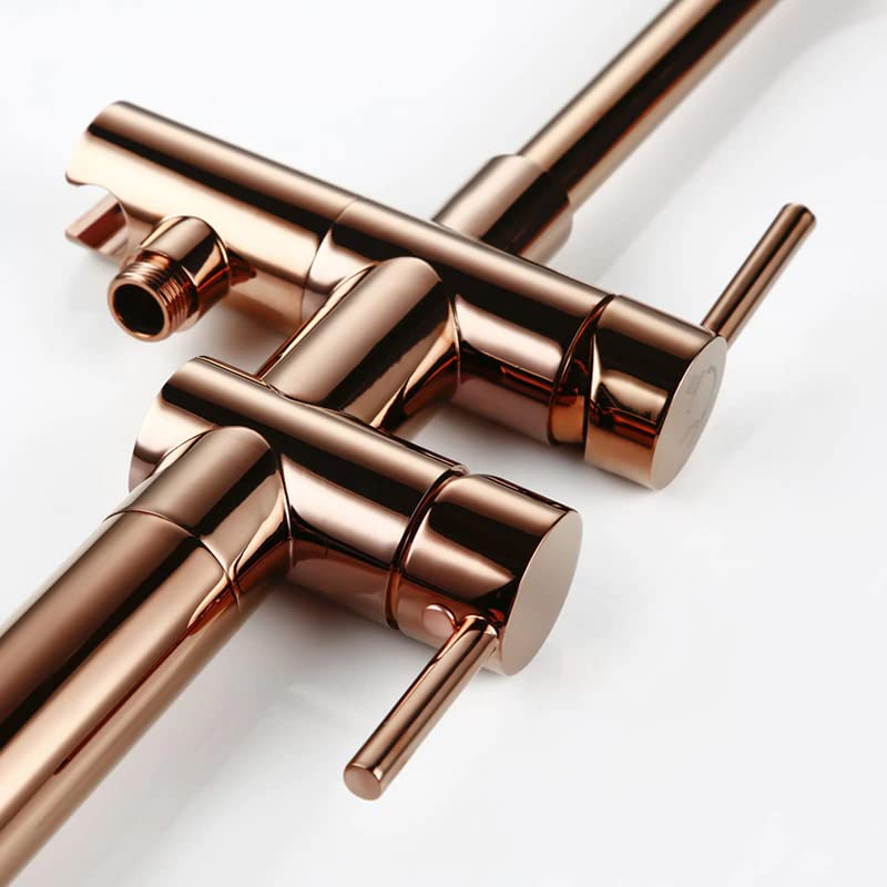 Image of Aquieen Free Standing Floor Mounted Bath Tub Filler with provision for Hot & Cold Water (Rose Gold)