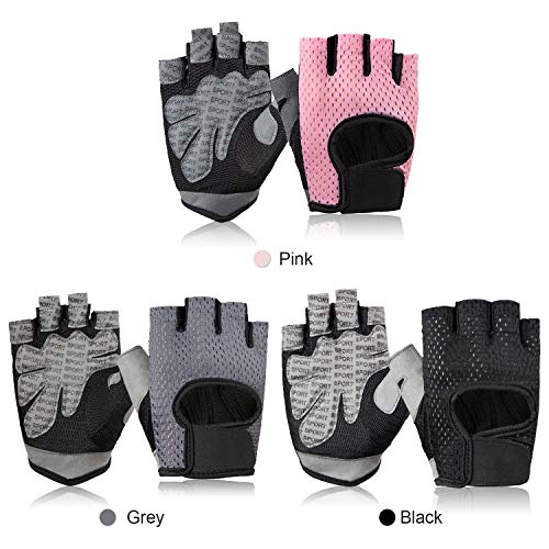 Luvas Esportivas, Romacci Luvas de Fitness Anti-derrapante Bicicleta Meio Dedo Luvas de Dedo Curto L