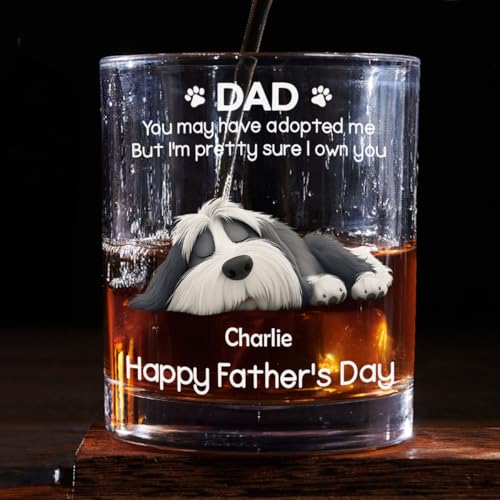 Wrappiness Dog Dad Whiskey Glass Personalized - I Own You For Sure Custom Breeds Fathers Day Bourbon Gifts for Dog Father Pet Daddy Glass Cup for Men 11Oz Birthday Gift for Husband (W15-01-202)