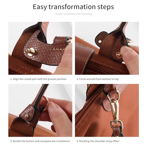 Image of jiesinlov Cowhide Bag Straps Replacement Crossbody Adjustable Shoulder Strap for Small Le Pliage (Brown Leather Silver Buckles)