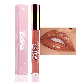 evpct 1Pcs Bronze Gold Matte to Glitter Liquid Lipstick Lip Set Kit, Long Lasting Matte Diamond Glitter Lipstick Waterproof, Colorful Sparkly Glossy Metallic Shimmer Sparkle Lip Gloss for Women 05