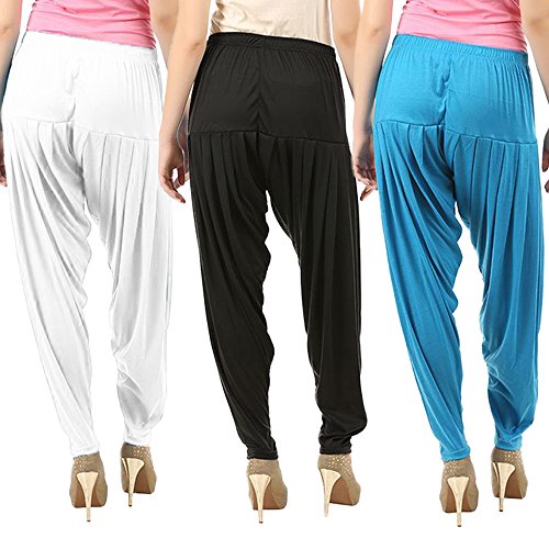 Image of Buy That Trendz Patiyala Pants for Women 3 Combo Patiyala Salwar Harem Viscose Bottoms Pants for Women