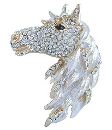 Image of Art Style 2.76 inch Horse Brooch Pin Pendant Rhinestone Crystal BZ6535