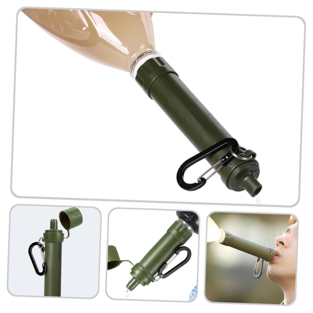 Kisangel 3 Stück Tragbarer Wasserfilter für Outdoor Aktivitäten Kompakter Wasserreiniger mit Leichtem Design für Camping und Notfälle Lebensmittelechtes Material