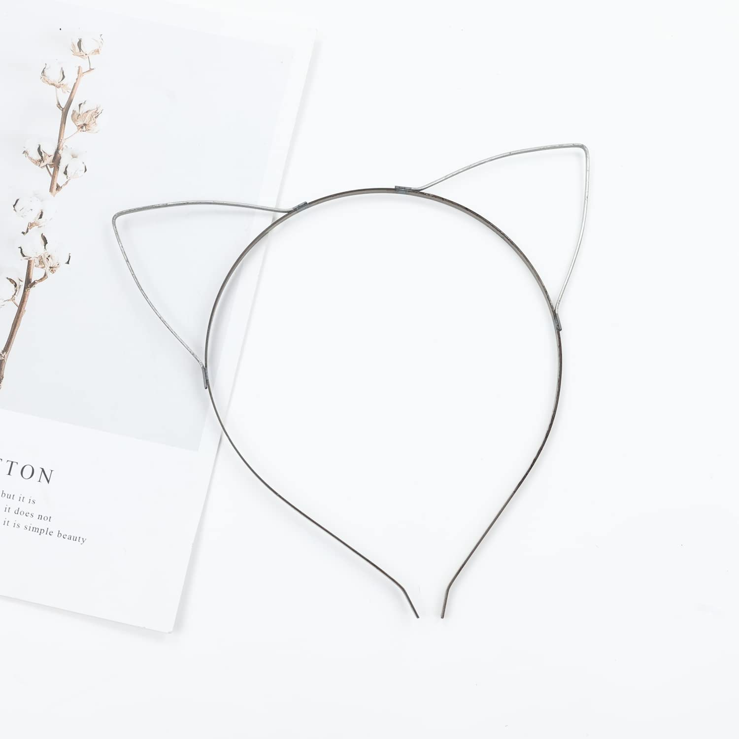 Lawie 20 Pack 5MM Cat Ear Hair Bands Silver Thin Plain Blank Hard Wire Metal Headbands Skinny Men Hairbands Hair Hoops Tiara Crown Frame Base Bands DIY Craft Party Costume Accessories for Women Girls - Image 5