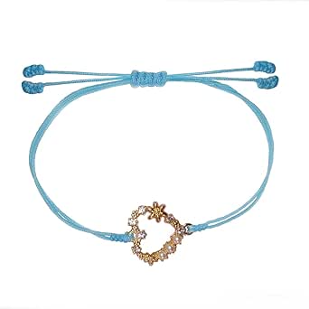 SUQINGDA Handmade Armband， Herz Runden Blütenform Schmuck， Größenverstellbar Selfmade Jewelry， Perle und Zirkon Glücksbringer Armkettchen， Mädchen Damen Frauen Armband Freundschaft Geschenk Inkl. Geschenkverpackung