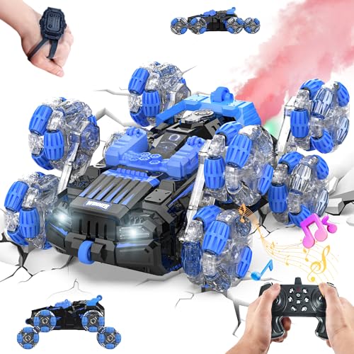 8WD Gesture Sensing Stunt Rc Cars - 2.4Ghz Hand Controlled Drift Car with Spray, Light & Sound, 360° Rotation Transform Climbing Car Toy for Ages 8-13 Boys Girls, Birthday Gifts Ideas for Kids