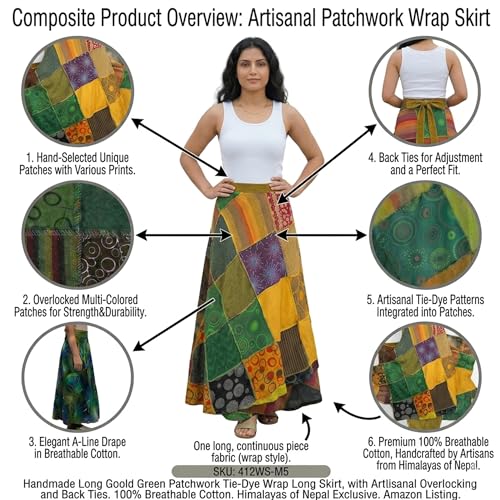 Image of Agan Boho Maxi Wrap Skirt for Women, Tie Dye Cotton Long Flowy Summer Skirt