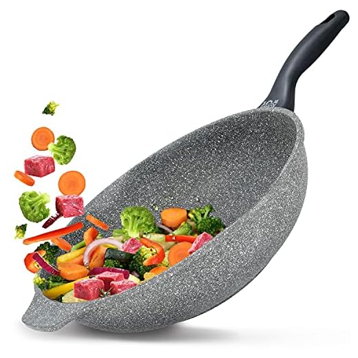 Sarten Wok Antiadherente de Aluminio Fundido, Wok Sartenes Antiadherentes 34 cm Ø | Wok Vitrocerámica o Sarten Wok Induccion Tipo Cazuela | Wok Profesional Incluso para Cocina de Granito, Piedra