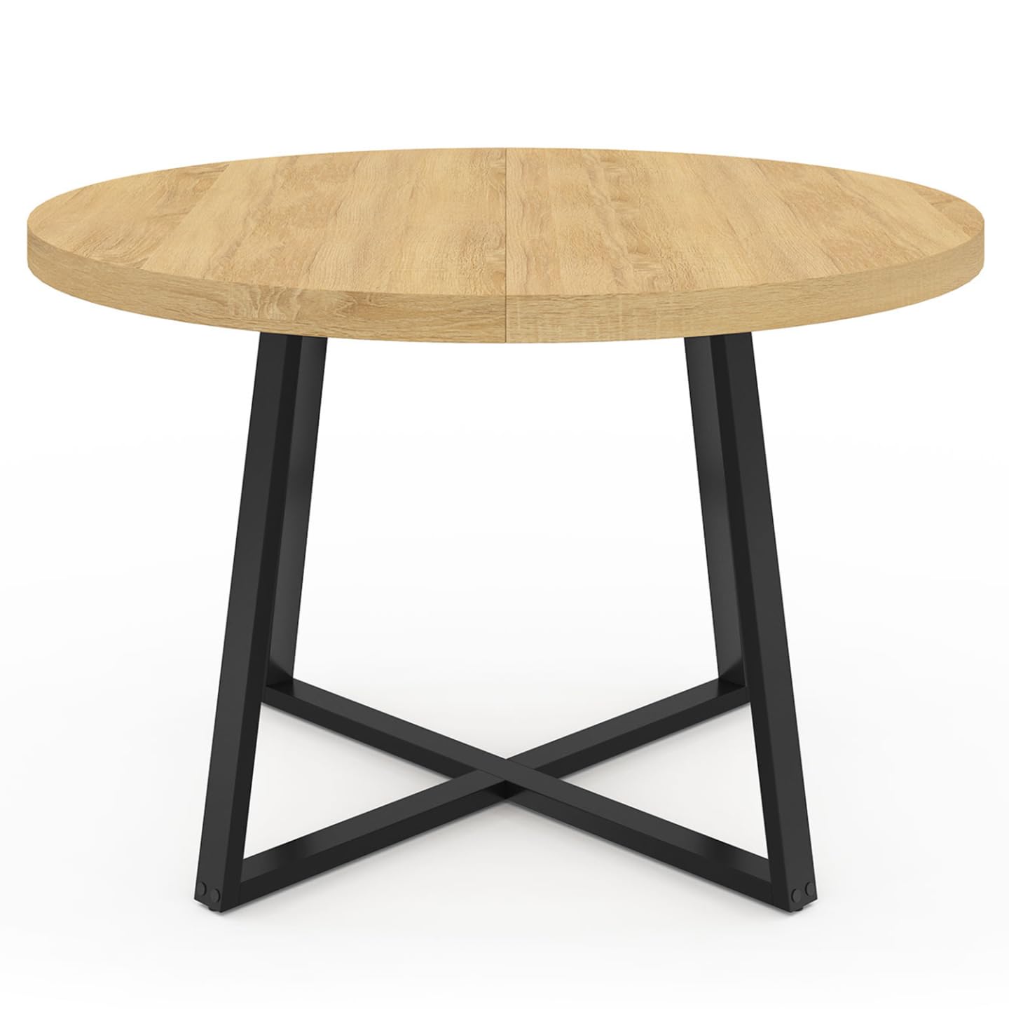 IDMarket Selma Mesa de comedor redonda para 4-6 personas, madera y negro, 110 cm