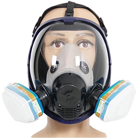 Complete Suit Trudsafe 6800 Reusable Full Face Respirator for Painting, Polishing, Welding and Dust, 2 Kinds of Connectors, Gas Cover Respirator with Organic Vapor Filter Cover