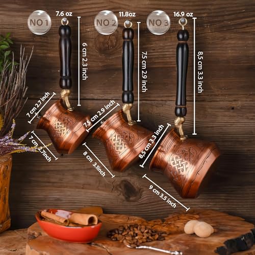 12 Oz Copper Turkish Coffee Pot with Copper Handle