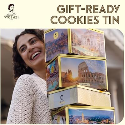 Matilde Vicenzi Mediterraneo Cookie Gift Tin - Pastries & Cookies in Individually Wrapped Trays - Gourmet Gifts for Moms, Teachers, Birthday - Assorted Cookies in Italian Design Tin 32.5oz (920g)