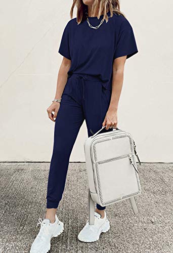 PRETTYGARDEN Women's Two Piece Sets 2025 Summer Spring Jogger Pants Travel Vacation Lounge Outfits Airplane Matching Clothes