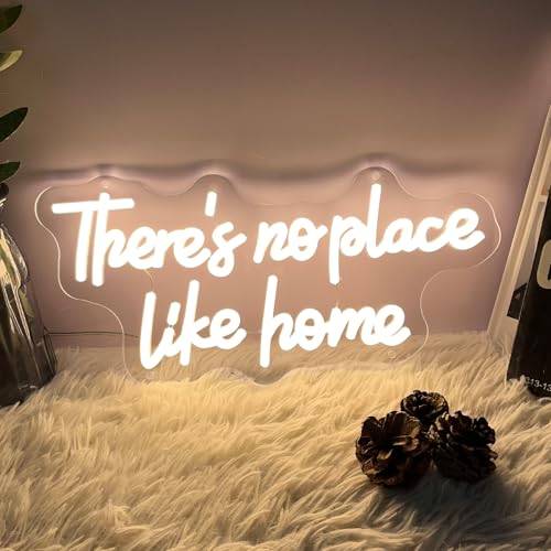 Image of ZPLNOSIN Custom Neon Light Sign There's No Place Like Home Indoor Bedroom Decor Wall Led Neon Sign Backdrop Flex Bar Christmas Party Wedding Living Room 5V USB Warm White 40x19.2cm