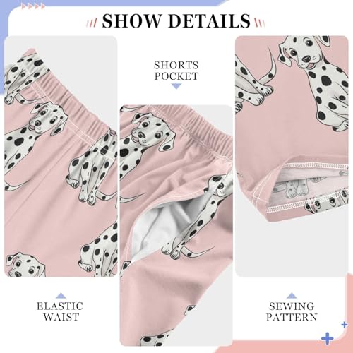 Boys' Pants Cute Dalmatian Dogs Pink Long Bottoms Jogger Pants Elastic Waist Trousers with Pockets S-XL4