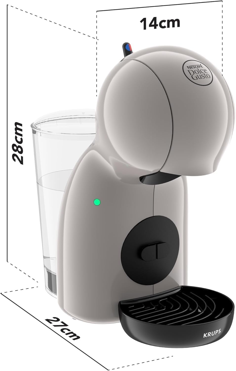 Krups Piccolo XS, Máquina de cápsulas multibebida,ultracompacta, espresso de alta presión, compatible con cápsulas NESCAFÉ® Dolce Gusto®, Taupe