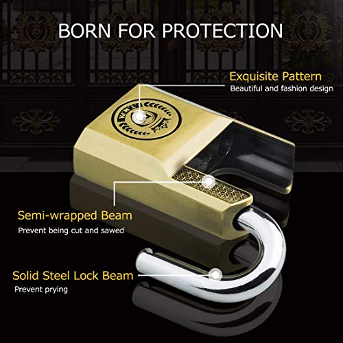 Padlock by Mindy,No Key-Copying Locker Lock Big and Sturdy with Fashion Design(2.34 in Wide/1.2 Pounds)