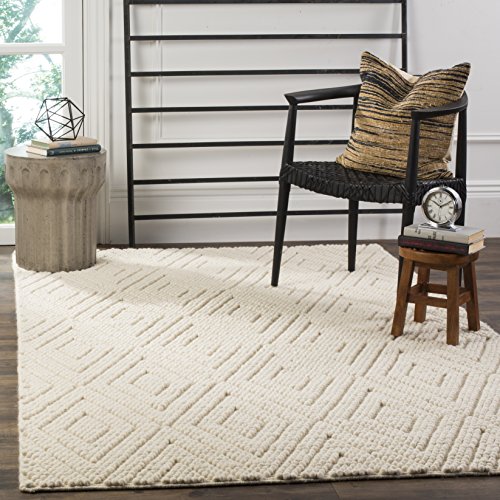 SAFAVIEH Natura Collection 6' x 9' Ivory NAT623A Handmade Modern Diamond Premium Wool Area Rug SAFAVIEH Natura Collection 6' x 9' Ivory NAT623A Handmade Modern Diamond Premium Wool Area Rug