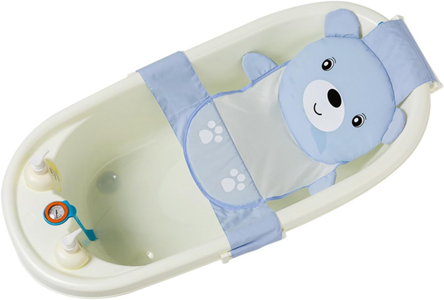 Cute Cartoon Bear Baby Bathtub Net Pocket Foldable and Portable Shower Net Bed Adjustable Bathing Net Infant Shower Gift Cute and Secure