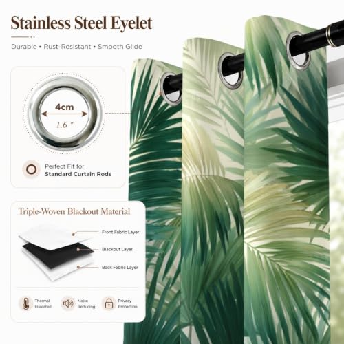 Draperies occultantes de qualité supérieure style jungle vert - 5