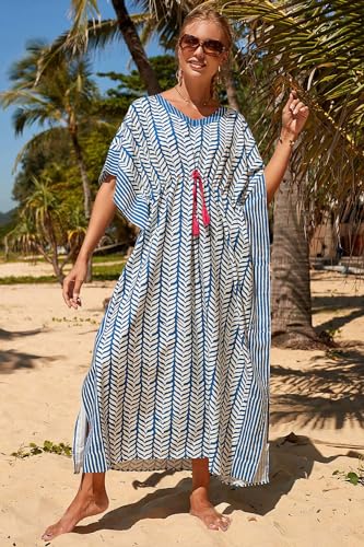 Image of Women Beachwear Long Beach Coverups Kaftan Casual Caftan Dress