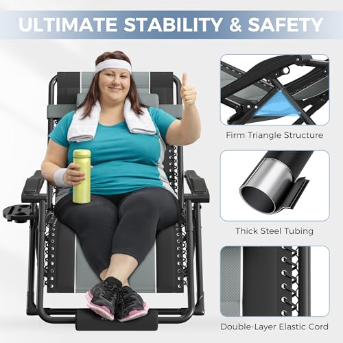 Image of UDPATIO Oversized Zero Gravity Chair Folding Padding Outdoor Recliner