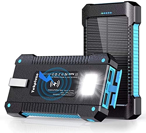 Ssenbono Solar Power Bank 10000 Mah, Wireless Portable Charger Solar Panel External Battery Type-C 5V Dual Usb With Led Flashlight (Waterproof, Dustproof, Shockproof) Compatible With Ios & Android #TOP23
