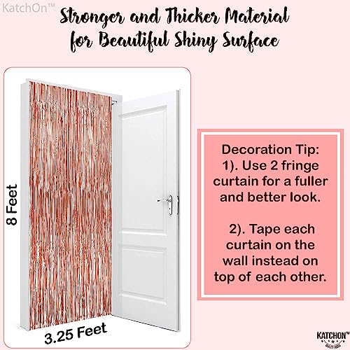 image for KatchOn, Rose Gold Fringe Curtain - XtraLarge 3.2x8 Feet, Pack of 2 | 