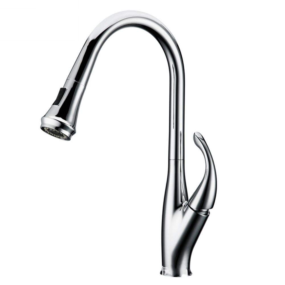 Robinet de cuisine en laiton avec tête de pulvérisation extractible et mélangeur d'eau froide