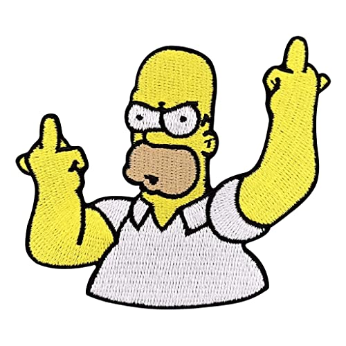 Urbanski Patch Homer Simpson montrant le doigt à thermocoller sur 7 x 8 cm | Écusson Thermocollant, Transferts Thermocollant, Appliqués à coudre