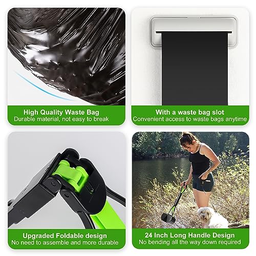 Image of Dog Poop Trash Can Outside with Pooper Scooper and Metal Rake & Tray, 20L /5Gal Dog Waste Trash Can with Lid, Pedal and Removable Inner Waste Bin, Pet Poop Bin with 100 Bags, Green