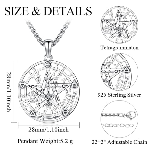 Odinstone Nudo De Bruja Plata 925 Tetragramaton Amuleto Witches Knot Necklace Tetragrammaton Pendant Good Luck Protection Amulet Wiccan Jewelry for Men Women2