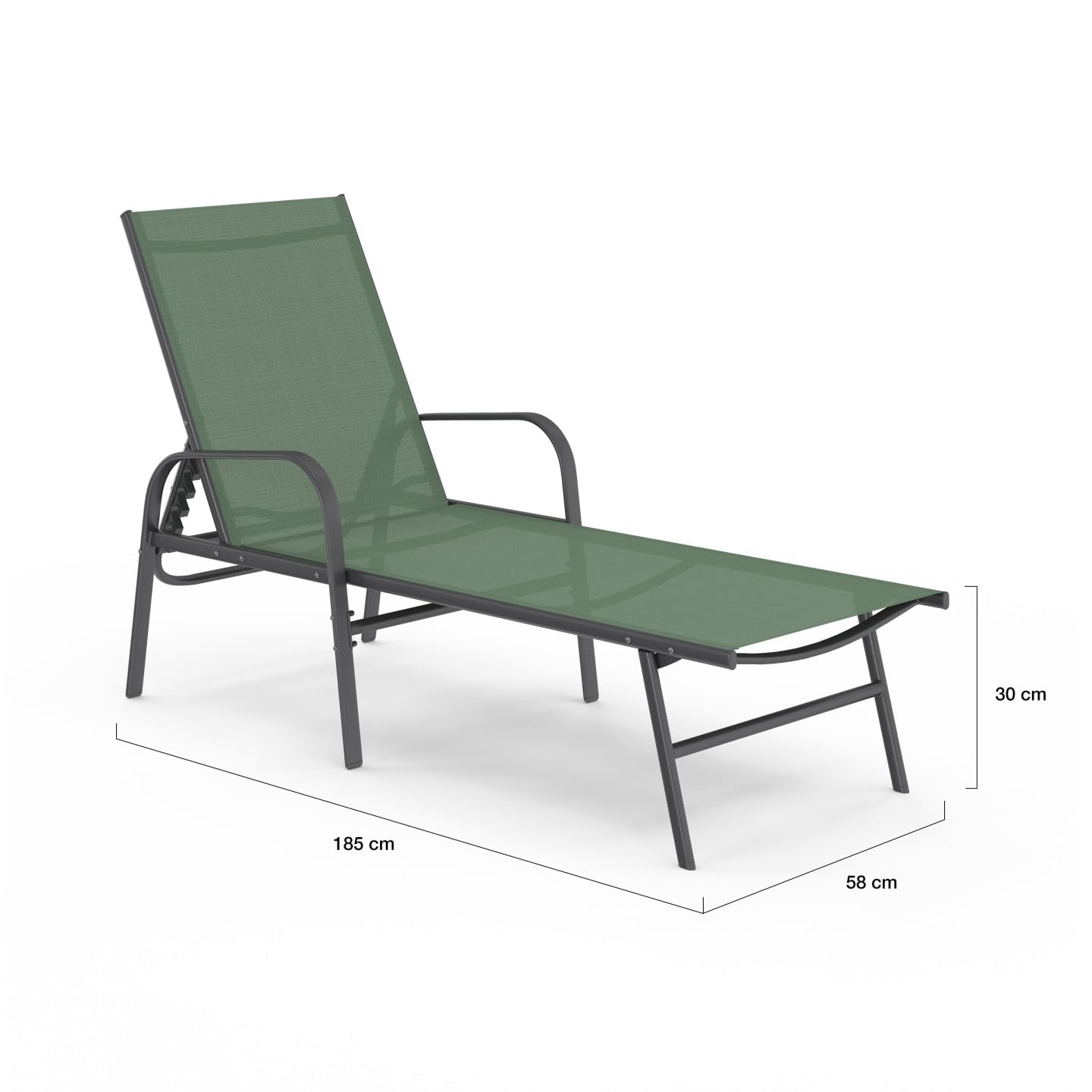 IDMarket - Lot de 2 transats de Jardin inclinables Fidji en Acier et Toile Vert Olive