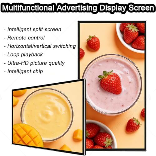 Image of Digital Advertising Display Screen,Signage Player Box Advertising Display,Media Signage Player,Viewing Angle 168,Landscape /Portrait LCD Monitor,for Restaurants,Cafes,Shops 21.5inch