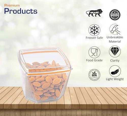 Image of Xiran Airtight Containers for Kitchen Storage Set, Kitchen Containers Set, Kitchen Organizer Storage Set, Kitchen Accessories Items, Pantry Organization and Kitchen Storage (550Ml Orange, Set of 12)