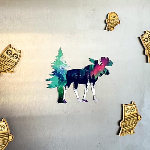 Imán decorativo de metal con forma de alce 2.5x4 pulgadas miniatura 3