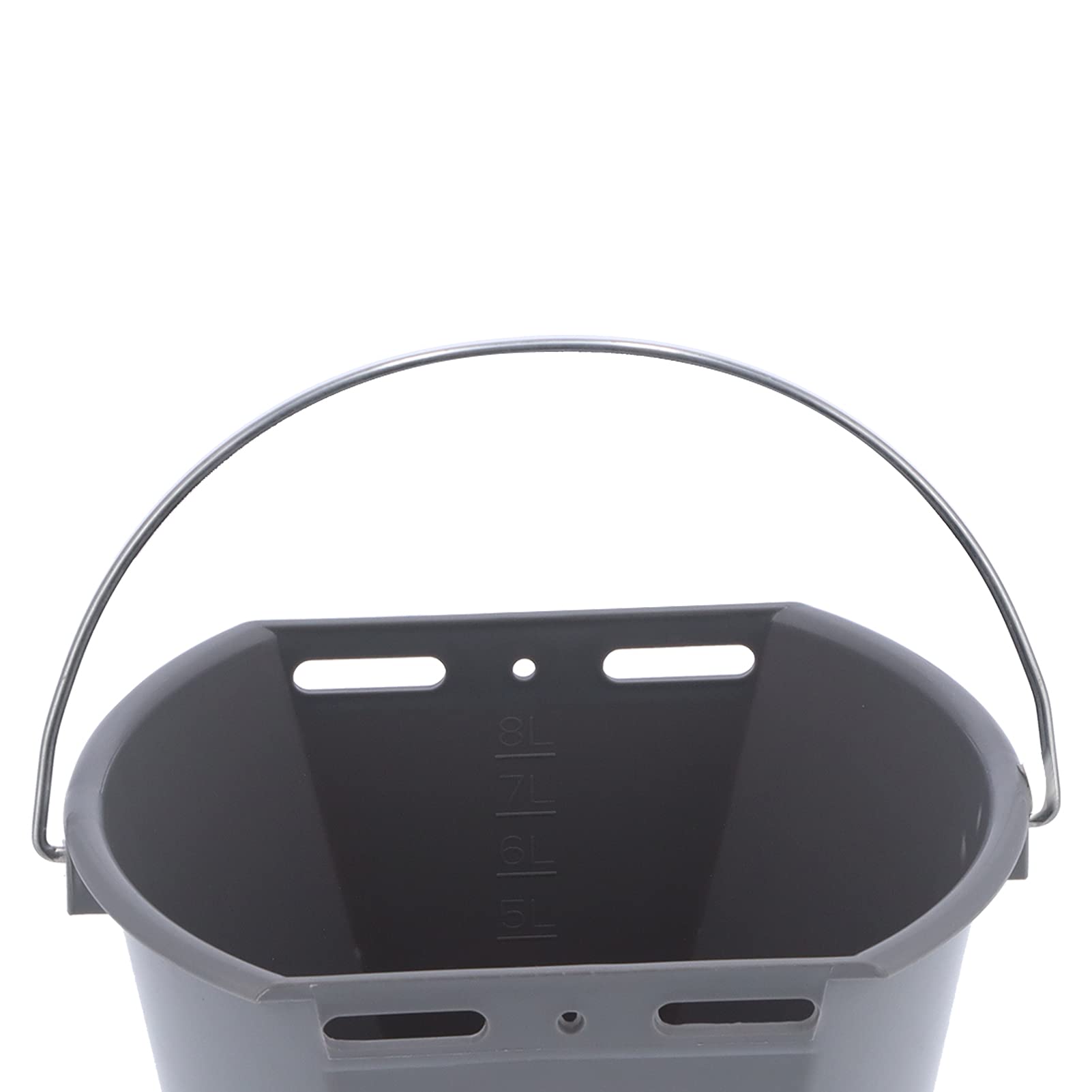 Cubo de alimentación de 8 litros, color gris, duradero, de plástico de grado alimenticio, con 5 boquillas para animales de granja (para ovejas)