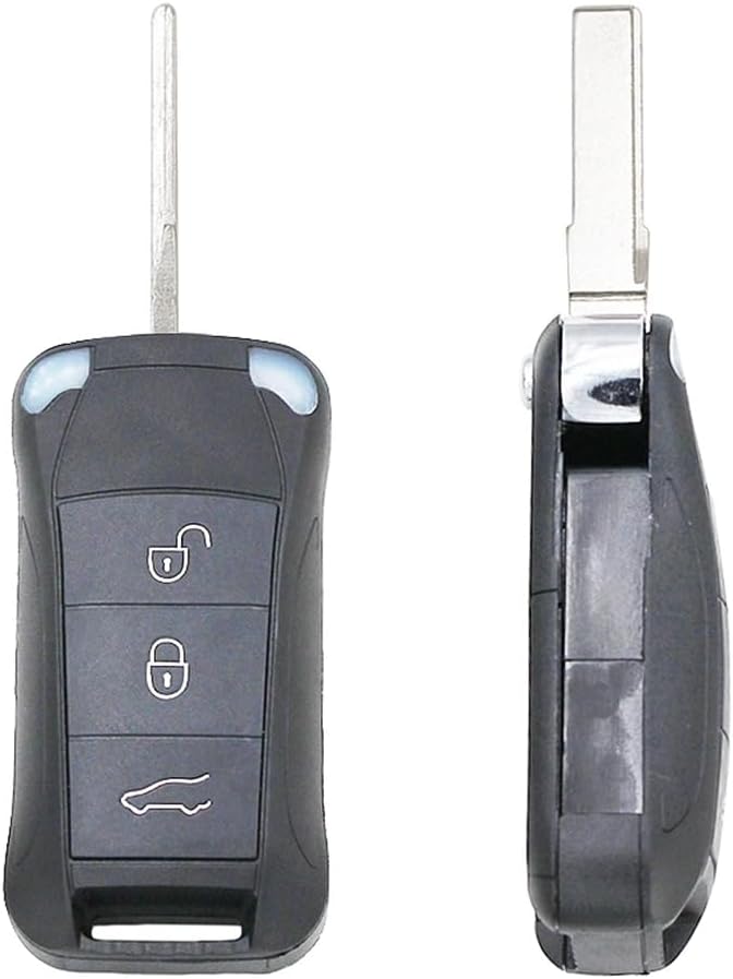 for Porsche for Cayenne Uncut HU66 Blade 3 Buttons Flip Remote Key Shell Case Fob