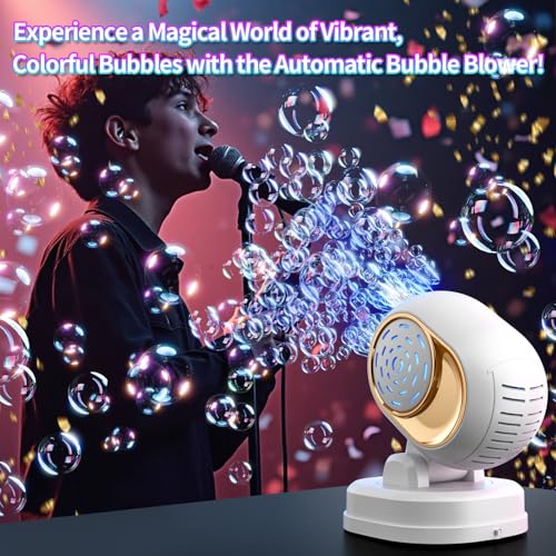 Deserthome Bubble Machine, Automatic Bubble Machine for Kids Parties Toddlers, Bubble Blower Machine Bubble Maker Battery Operated, Great for Wedding Birthday - Halloween Outdoor Bubble Toy, White - Image 7