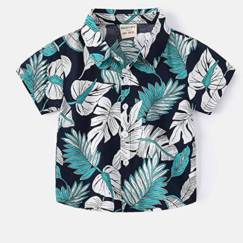 Children's Hawaiian Shirts, Toddler Boys 3D Print Hawaiian Shirt Aloha Button Down Dress Shirt for (Green, 3-4 Years)2