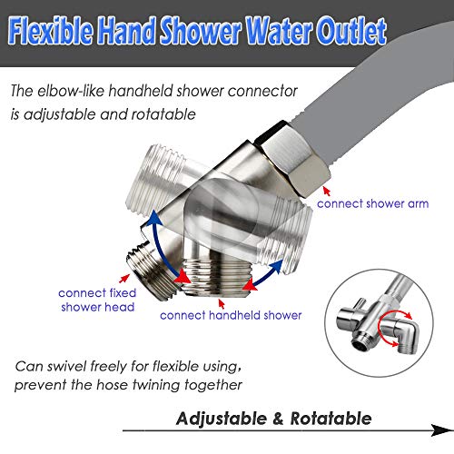 Shower Arm Diverter Valve Brass G1/2 3 Way Universal Bathroom Shower System Component Replacement for Handheld Shower Head and Fixed Spray Head, Brushed Nickel