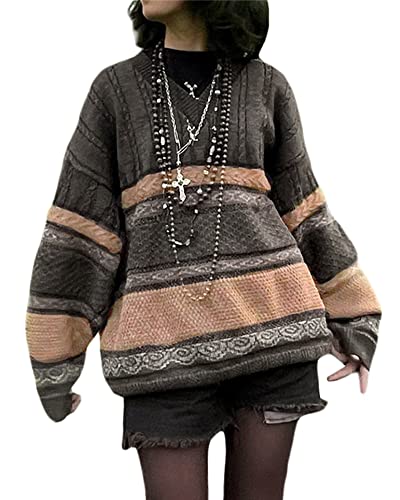 Women Argyle Plaid Sweater Pullover Long Sleeve Preppy England Style Y2K E-Girl Autumn Winter Sweater Top