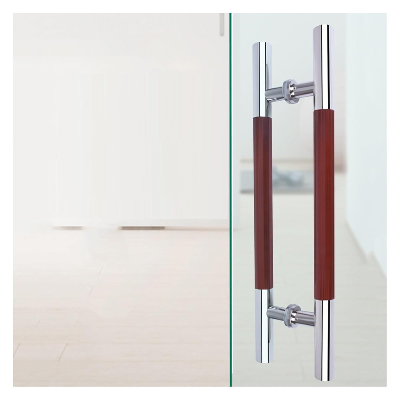CWCQGH Push Pull Door Handle, Door Pull Handle, Double Sided Glass Shed Door Handle for Shopping Malls Offices Shower Rooms,Hole distance -600mm