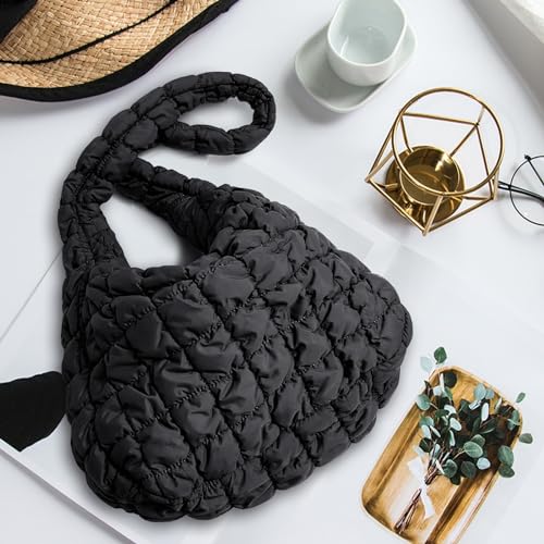 Image of seOSTO Puffer Bag for Women Puffer Tote Bag Quilted Tote Bag