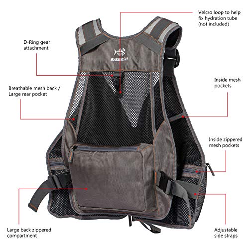 Image of BASSDASH Strap Fishing Vest Adjustable for Men and Women, for Fly Bass Fishing and Outdoor Activities