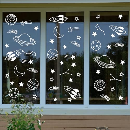 Vinilo decorativo de pared espacio exterior con planetas y estrellas miniatura 6