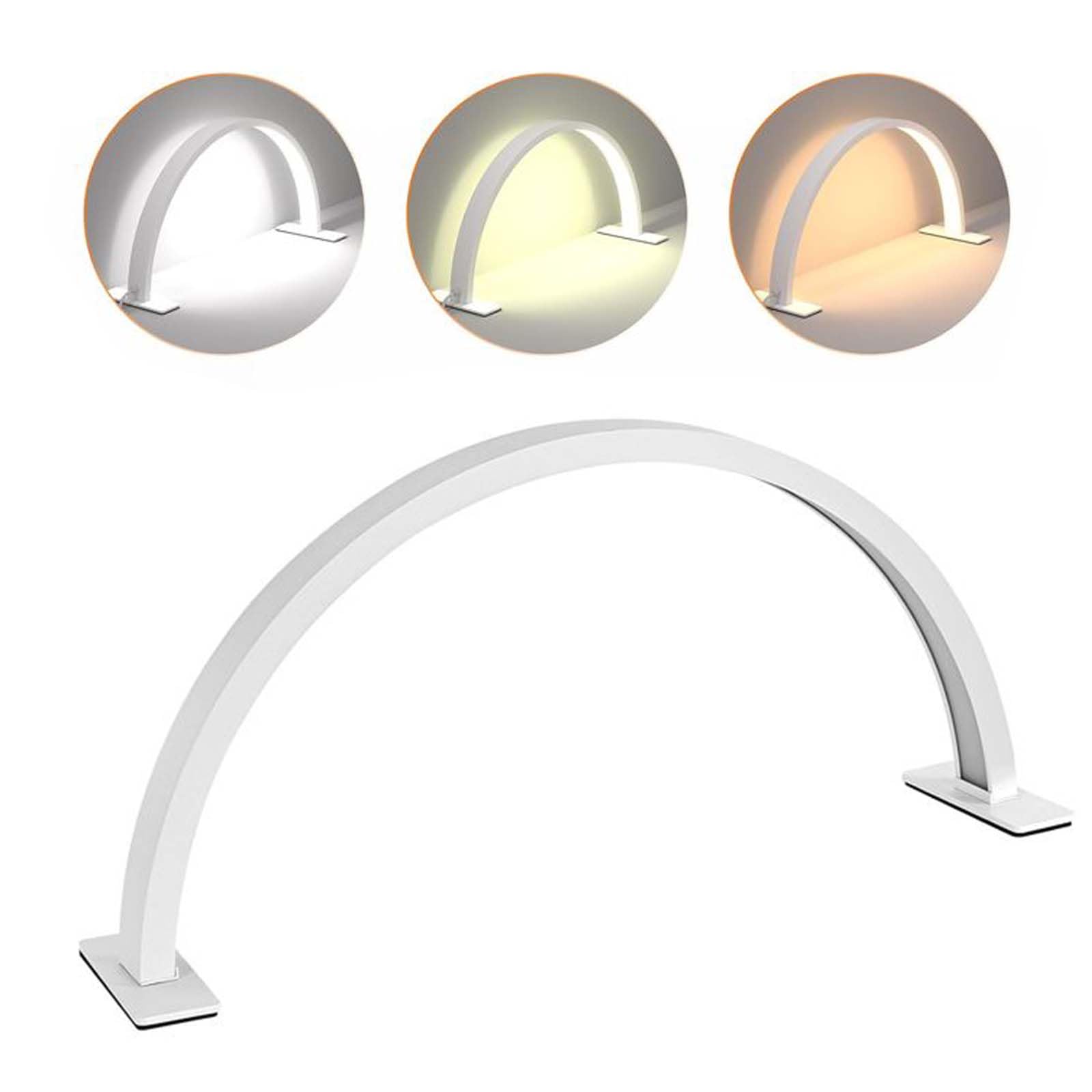 Brokimis Half Moon Light for Nail Desk, Professional Half Moon Lamp LED Nail Desk Lamp Dimming Brightness Ring Light for Nail Art Tech Manicure Lash Tattoo Eyelash Extensions