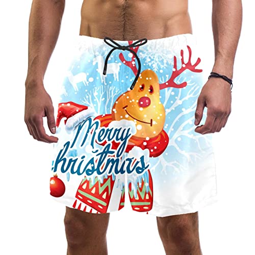 Maillot de bain homme élan de Noël : short de plage séchage rapide pour vos vacances
